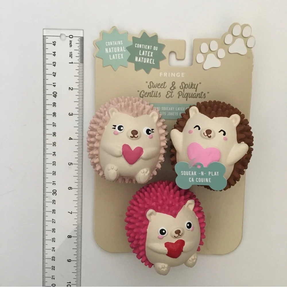Dog Toys Squeaky Latex Small Hedgehogs “Sweet and Spiky” Fetch Play NEW | Fringe